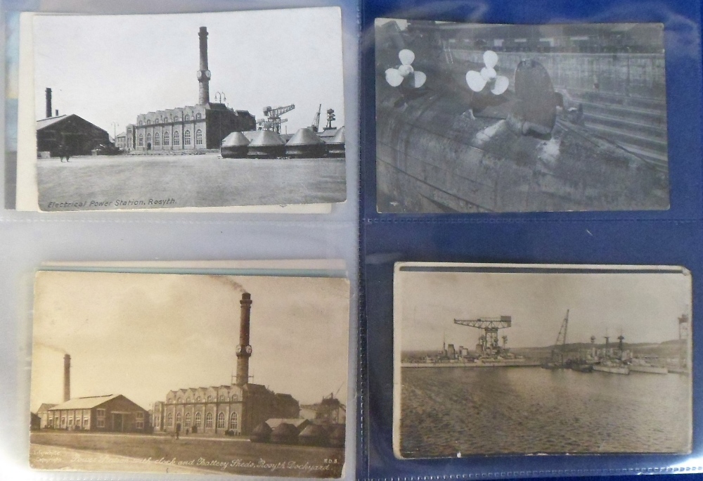 Postcards, Scotland, a small album containing 35+ cards all with views of Rosyth Naval Base and