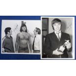 Football autographs, George Best, Manchester United and Northern Ireland, 2 signed b/w