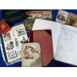 Ephemera, to include a Victorian sketch book with 10 pencil sketches, a Raphael Tuck and Sons