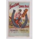 Tobacco advertising, USA, Drummond Tobacco Co, advertising card for 'Horseshoe Cross Bar', 'P'