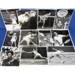 Tennis, 30 b/w press photos, mostly 10 x 8 1970s action images, many different players to include