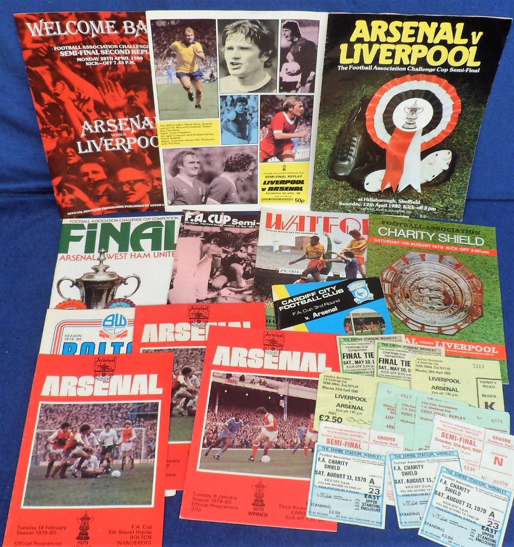Football programmes & tickets, Arsenal FC 1979/80 Charity Shield & FA Cup, 12 programmes from the FA