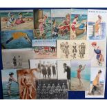 Postcards, a mixed subject collection of approx. 70 cards inc. bathing beauties (4 embossed chromos)