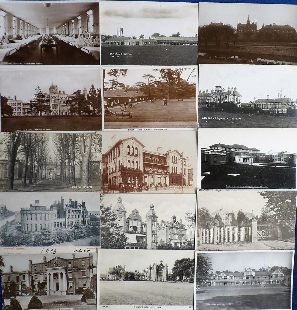 Postcards, Hospitals, a collection of 50+ UK cards, mainly RP's inc. external/interior views inc.