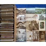 Postcards, a box containing a large collection (800+) of UK postcards divided into sections,