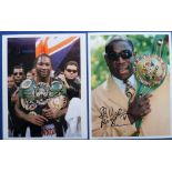 Boxing autographs, 2 colour photographs, both signed in black marker, one showing Frank Bruno with