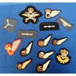 Militaria, a quantity of RAF wings and other cloth badges to include Bomb Aimer, Signaller, Air