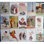 Postcards, Comic, a collection of 90+ cards, artists inc. McGill, Lewin (black humour), F E