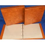 Postcard accessories, another three tan coloured postcard albums each with matching slip case and