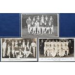 Cricket, three postcards, England Test Team (1926) printed, Australian Team 1905 photographic card &