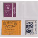 Cigarette packets, Smith's, three packets (hulls only), 'Glasgow Mixture Cigarettes', 'Studio