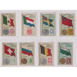 Cigarette cards, South America, Chile, General de Tabacos Co, Valpariso, Flags, Stamps & Coins