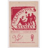 Football programme, Accrington Stanley Reserves v New Brighton Reserves, 5 November 1949, 4-pages (