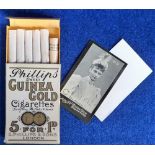 Cigarette packet, Phillips, 'live' (full) 'Guinea Gold cigarette packet, 5 for 1d complete with