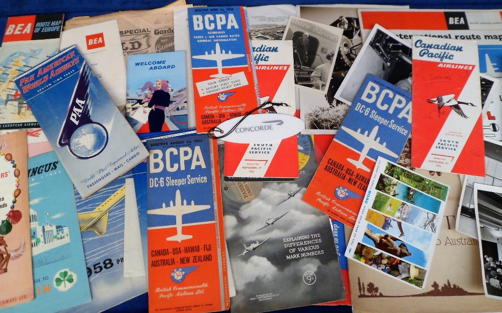 Aviation Ephemera, approx. 40 items to include route maps, timetables and fares, photographs,