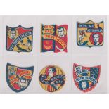 Trade cards, Boys Magazine, Famous Footer Clubs, shaped & die-cut, 6 cards, Aston Villa, Bolton