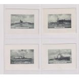 Cigarette cards, Phillips, British Warships, 'L' size, 4 cards, nos 4, 6, 11 & 12 (gd/vg) (4)