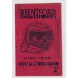 Football programme, Brentford v Arsenal, 2 November 1935, Division 1 (gd/vg) (1)