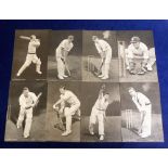 Trade cards, Topical Times, Cricketers, 'E' size, b/w, 235mm x 160mm (set, 8 cards) (gd)