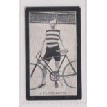 Cigarette card, Smith's, Champions of Sport (Blue back), type card, J. Platt-Betts (Cycling) (very