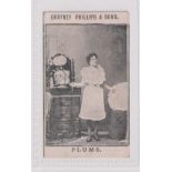 Cigarette card, Phillips, Beauties, PLUMS (Black & White front), type card, ref H186, picture no