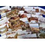 Postcards, A R Quinton, a collection of 220+ artist-drawn cards, various UK locations inc. Chepstow,