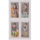 Cigarette cards, USA, Goodwin & Co, Occupations for Women, four cards, Fireman, Fisherman, General &