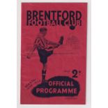 Football programme, Brentford v Bolton W, 5 November 1938, Division 1 (team changes noted, gd) (1)