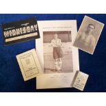 Football, Sheffield Wednesday, small selection of items, two postcards, one from the Wrench Famous