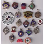 Football medals & badges, a collection of 20 medals & badges, many enamelled examples including