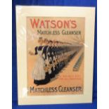 Advertising, Watson's Matchless Cleanser and La Gauloise, mounted original vintage posters (