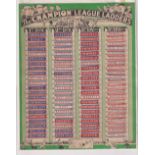 Trade issue, Amalgamated Press, Football giveaway, 'The Champion League Ladders', 1930's, complete