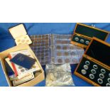 Coins, GB collection, L.S.D. in album, box of cupro-nickel coins, 6d to half crowns with modern