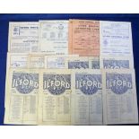 Football programmes, Ilford FC, a group of 15 substandard homes 1940s - 1970s, to include v Hounslow