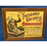 Advertising, Tobacco, Theodoro Vafiadis original vintage framed and glazed advertisement (approx.
