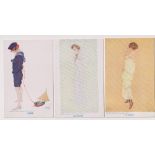 Postcards, Glamour, Raphael Kirchner, Bruton, three cards, 'Souvenir', 'Lizzie' & 'A Peep' (very