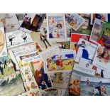Postcards, a comic collection of approx. 100 cards, artists inc. Studdy (Bonzo), A E Gilson,