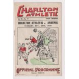 Football programme, Charlton v Arsenal, 27 December 1938, Division 1 (gd) (1)
