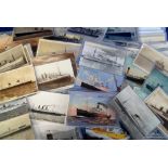 Postcards, Shipping, a shoe box containing Naval (250), Merchant (120), various ages, RP's and
