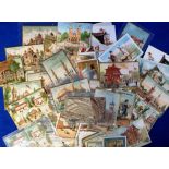 Trade Cards, 60+ including chocolate (Chocolat Moreuil, Chocolat Poulain), fashion, lingerie etc. (