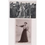 Postcards, Suffragette, Christabel Pankhurst, 2 cards, one showing her arrest in Victoria St 13