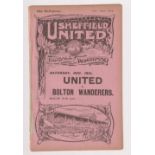 Football programmes, Sheffield United FC reserve homes 1914/15 v Denaby U 12/12, Worksop 2/1 &