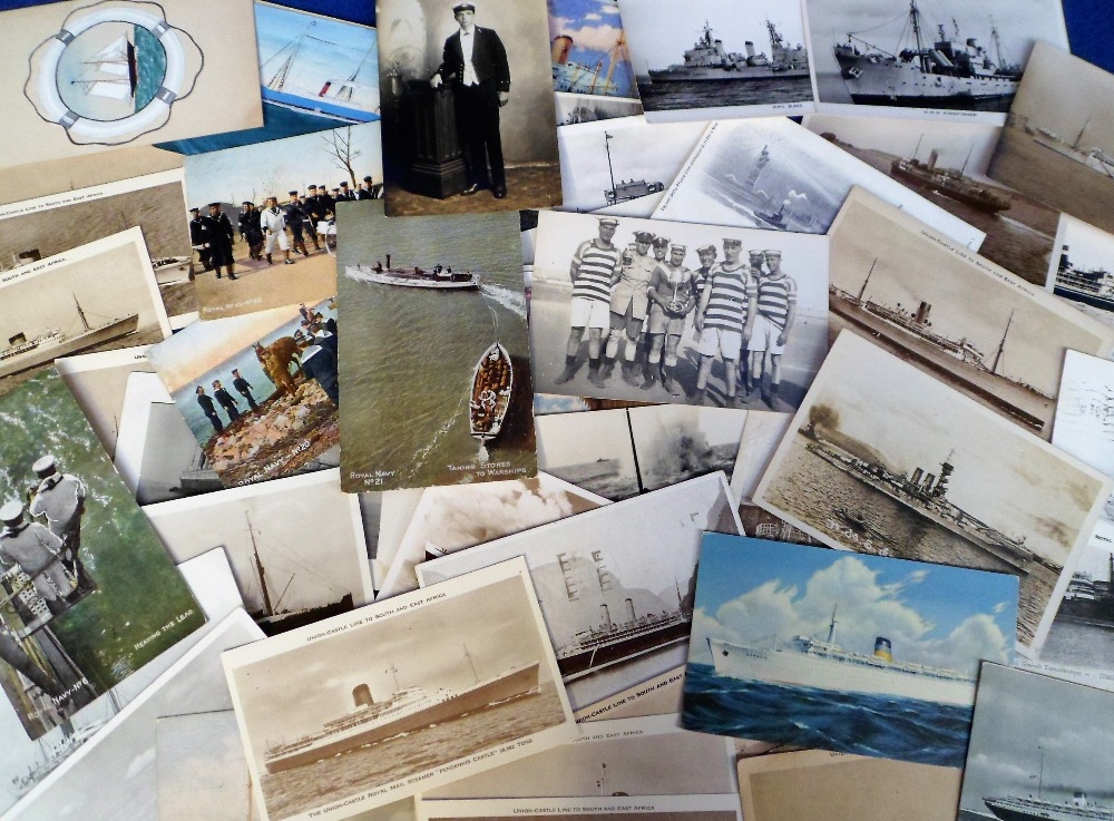 Postcards, Shipping, a selection of approx. 60 cards, mainly Merchant, Liners, Naval & Naval Life