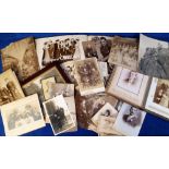 Photographs and Magazine Scraps, a leather bound album containing 12 cabinet cards showing social