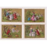 Trade cards, Liebig, La Fontaines Fables 1, ref S128, English Language (set, 6 cards) (light glue