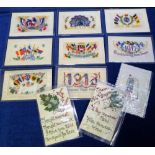Postcards, a selection of 8 WW1 period embroidered silks inc. flags of the allies, date 1914-1915,