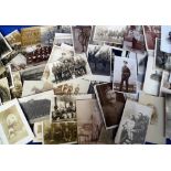 Postcards, Military, a collection of 95+ WW1 photographic cards inc. portraits, groups, events,