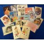 Postcards, a selection of 16 Art Nouveau and Art Deco Glamour cards. Artists inc. Chiostri, Aina