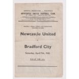 Football programme, Newcastle U v Bradford C 7 April 1945 FL (North) Cup Competition second round (4