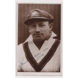 Postcard, Cricket autograph, an RP (plain back) of Australian Test Cricketer Don Bradman (signed) (
